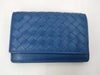 BOTTEGA VENETA Intrecciato Leather Card Case, Blue. Card Case, Pass Case, Business Card Case.