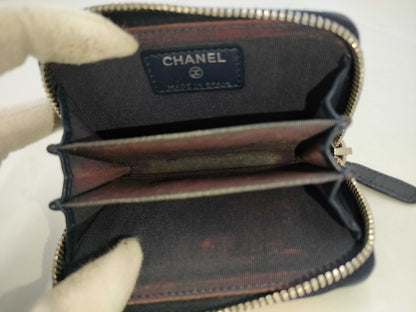 CHANEL Matelasse Coin Case, Lambskin with Silver Hardware, Navy Blue, 22609509