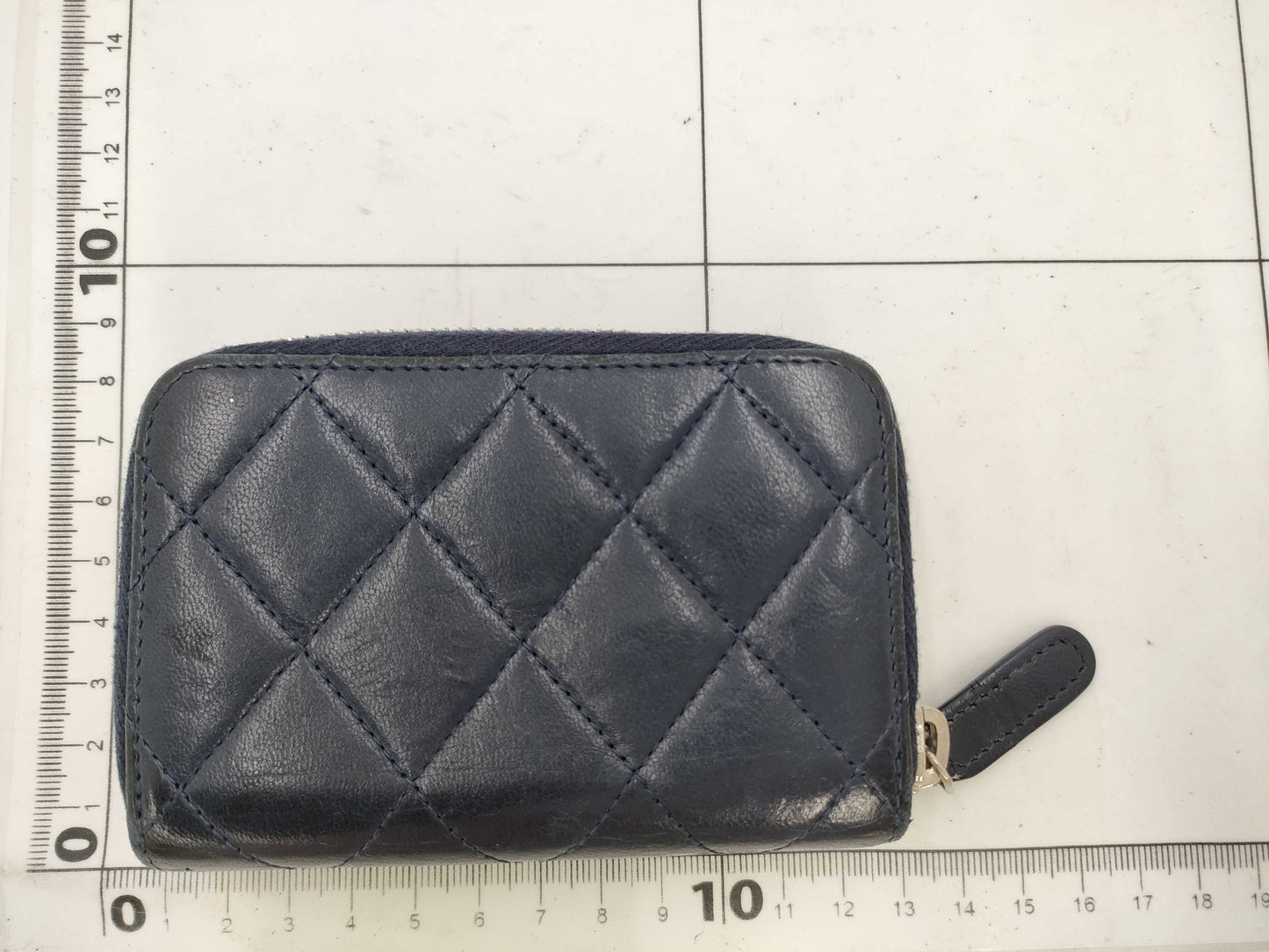 CHANEL Matelasse Coin Case, Lambskin with Silver Hardware, Navy Blue, 22609509