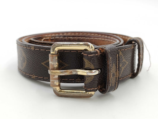 LOUIS VUITTON Monogram Belt, Santur, Gold Hardware