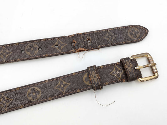 LOUIS VUITTON Monogram Belt, Santur, Gold Hardware