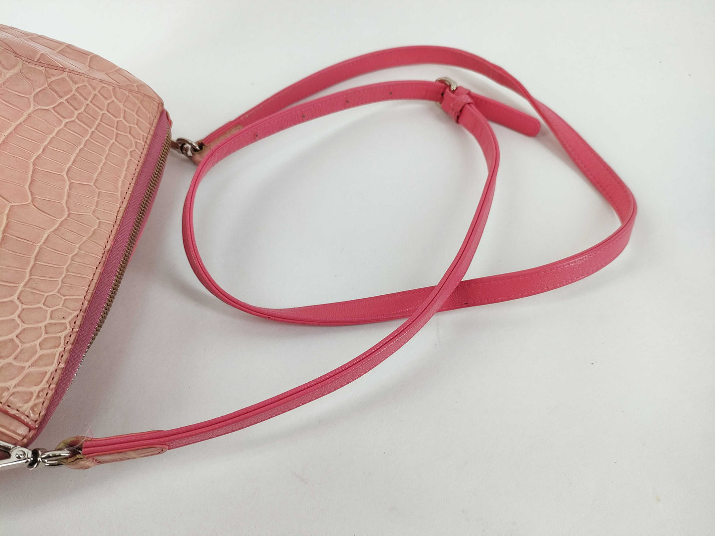 Matte Crocodile Shoulder Bag, Baby Pink