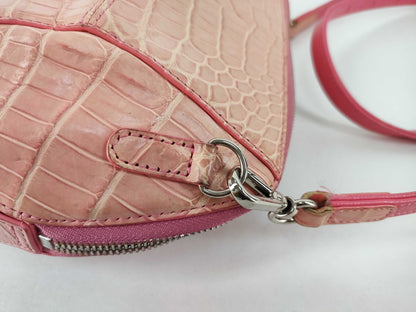 Matte Crocodile Shoulder Bag, Baby Pink