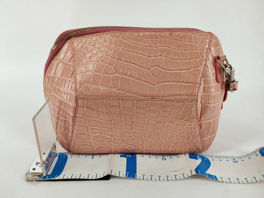 Matte Crocodile Shoulder Bag, Baby Pink