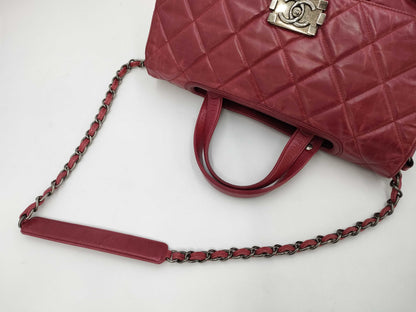 CHANEL Boy Chanel Matelasse 2-Way Bag Red Shoulder Bag