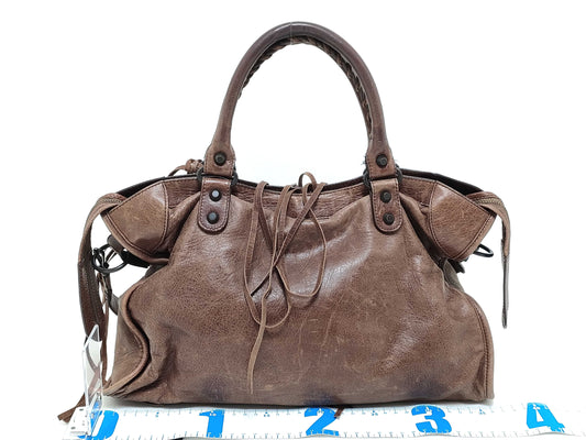 BALENCIAGA The City Balenciaga The City Leather 2-Way Handbag Brown 115748 Mirrored Handbag