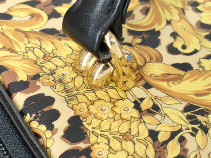 VERSACE Jeanne Versace Nylon x Leather Vanity Bag Black x Yellow Vanity Bag