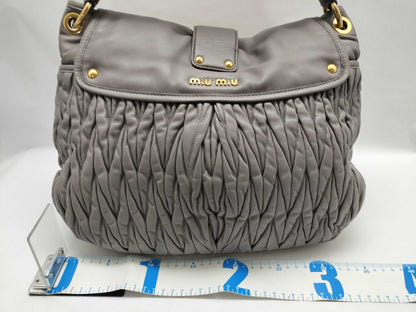 miu miu HK-Miu Miu RR1300 Matelasse Lambskin Grey Shoulder Bag
