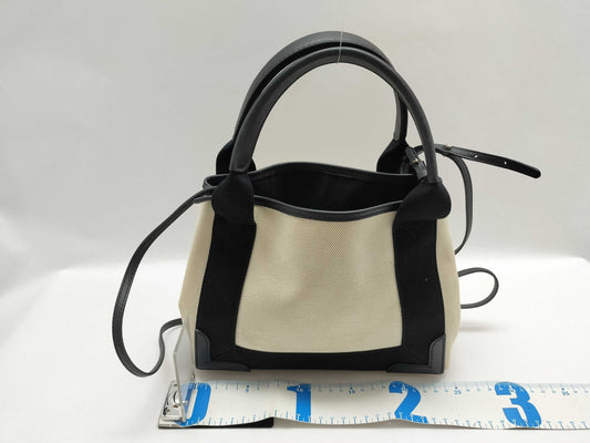 BALENCIAGA HK-Balenciaga 390346.1081.Y.00213 Navy Canvas Beige Black 2Way Bag Shoulder Bag