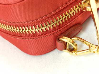 PRADA Nylon Prada Tesuto Nylon x Leather Shoulder Bag Red 1NF727 Shoulder Bag