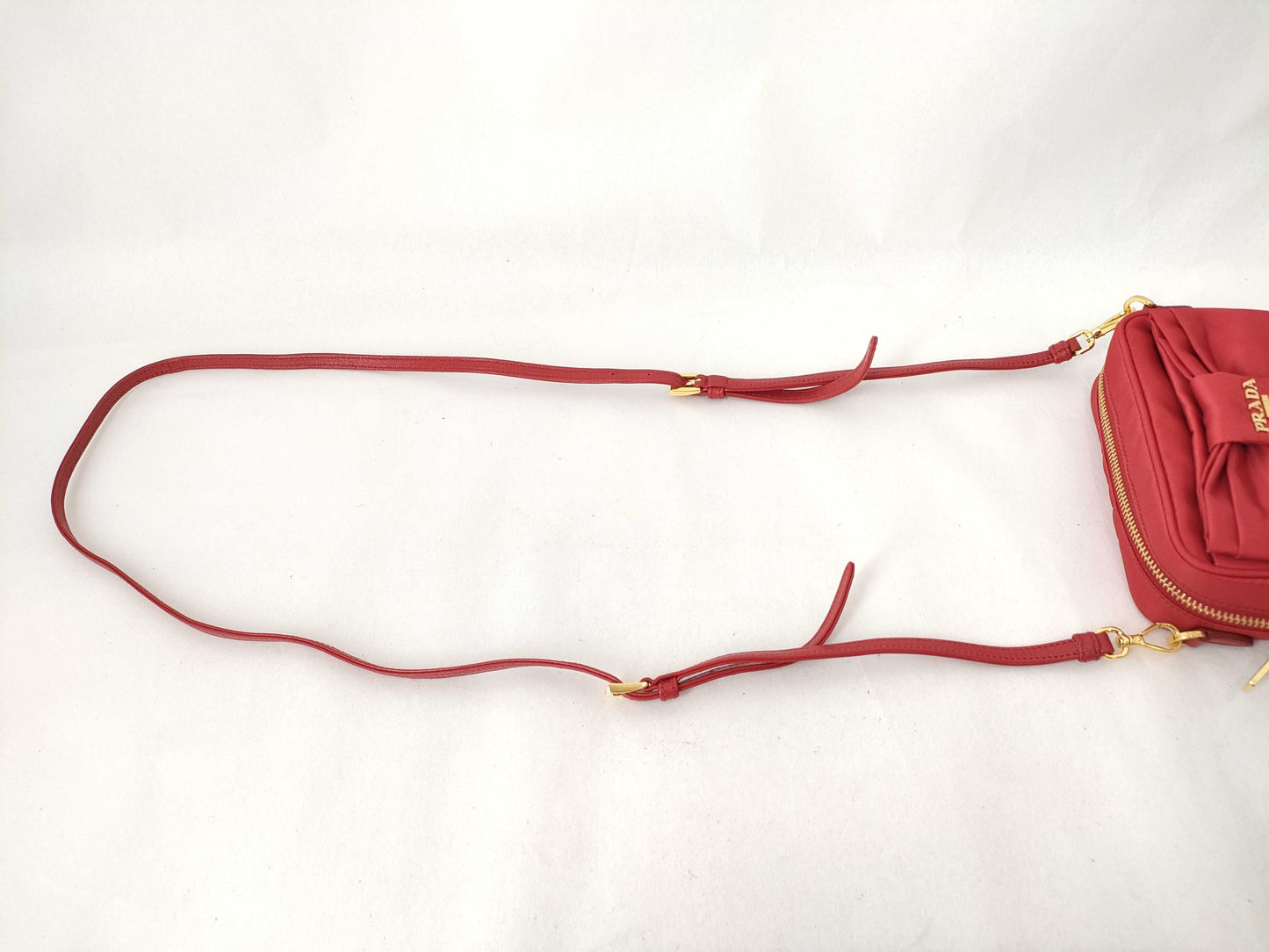 PRADA Nylon Prada Tesuto Nylon x Leather Shoulder Bag Red 1NF727 Shoulder Bag