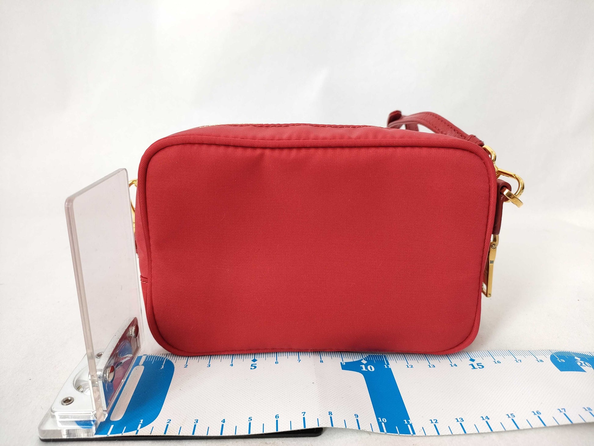 PRADA Nylon Prada Tesuto Nylon x Leather Shoulder Bag Red 1NF727 Shoulder Bag