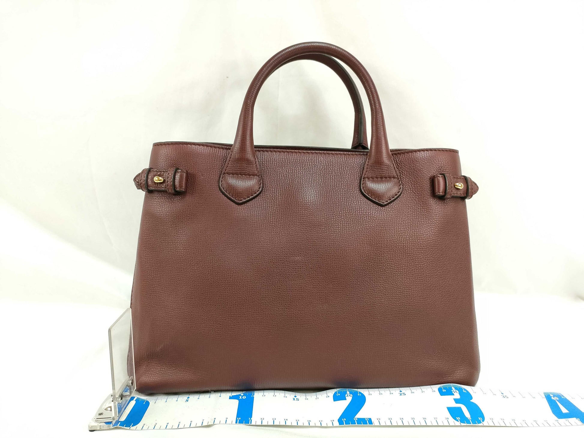 BURBERRY SG - Burberry Medium banners Leather Handbag Dark Red Handbag
