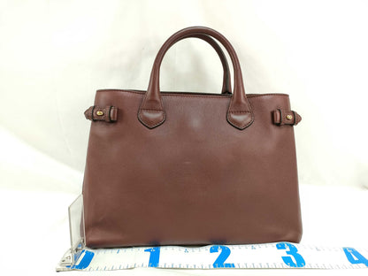 BURBERRY SG - Burberry Medium banners Leather Handbag Dark Red Handbag