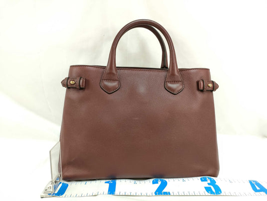 BURBERRY SG - Burberry Medium banners Leather Handbag Dark Red Handbag