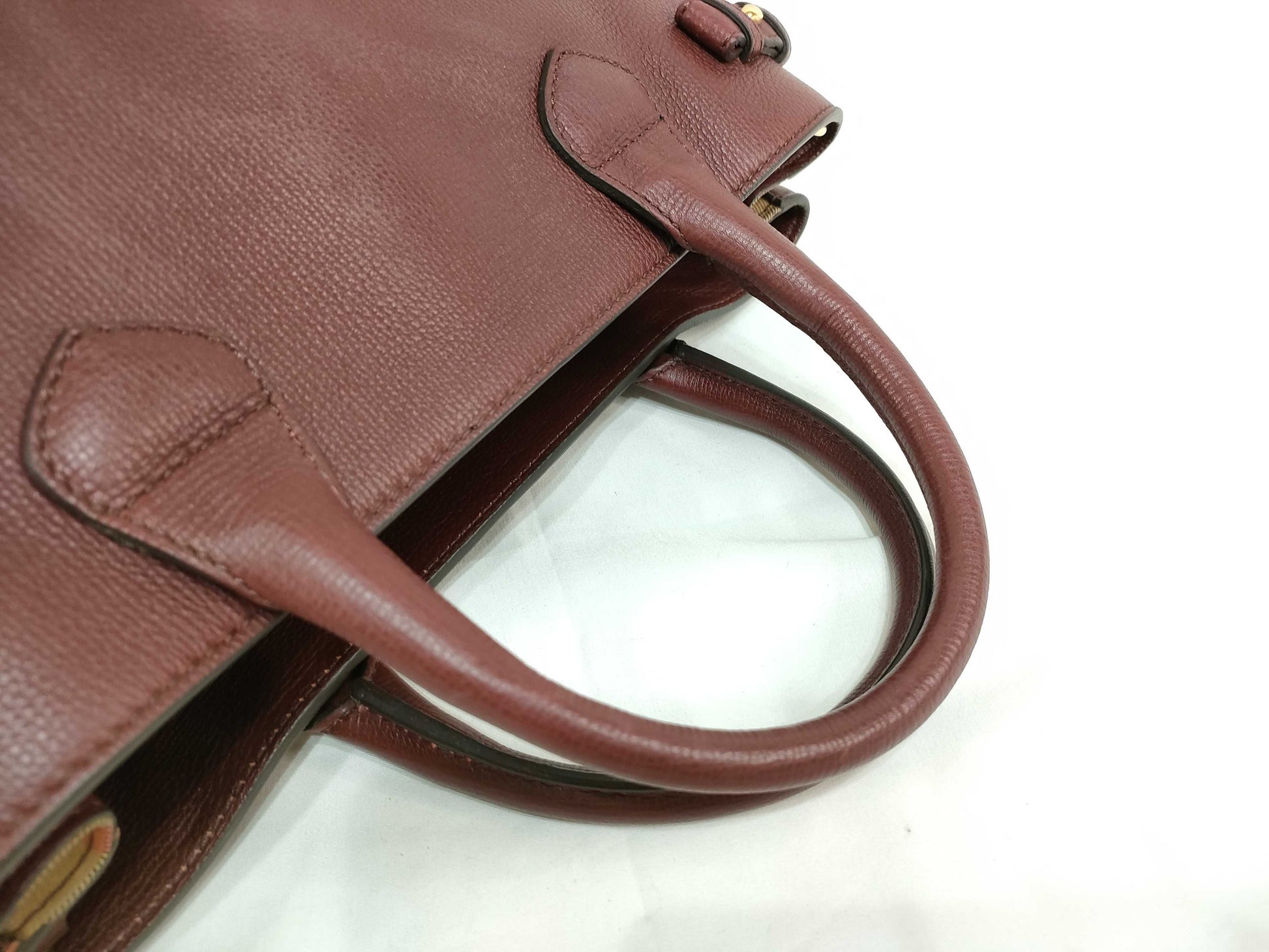 BURBERRY SG - Burberry Medium banners Leather Handbag Dark Red Handbag