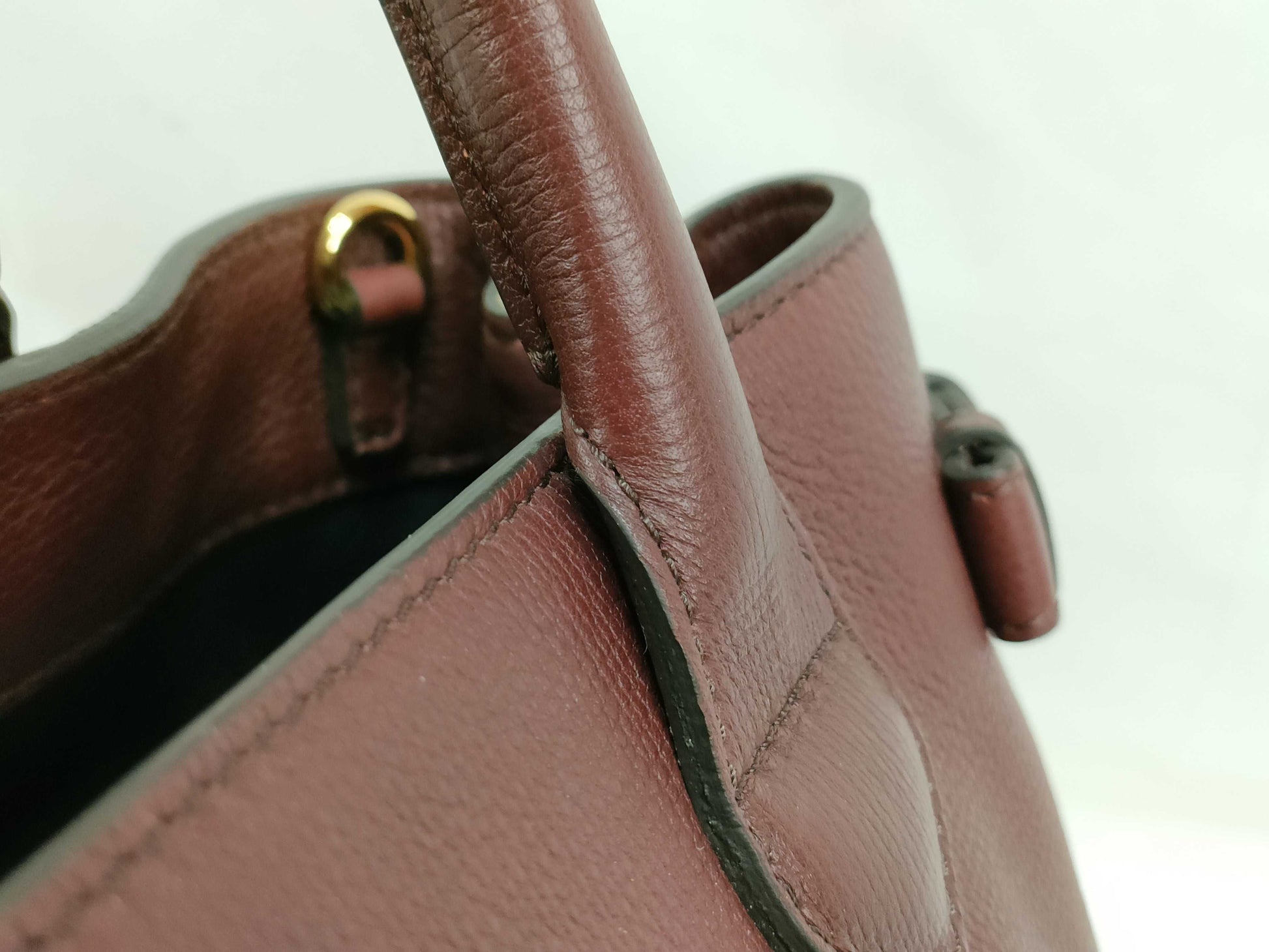 BURBERRY SG - Burberry Medium banners Leather Handbag Dark Red Handbag