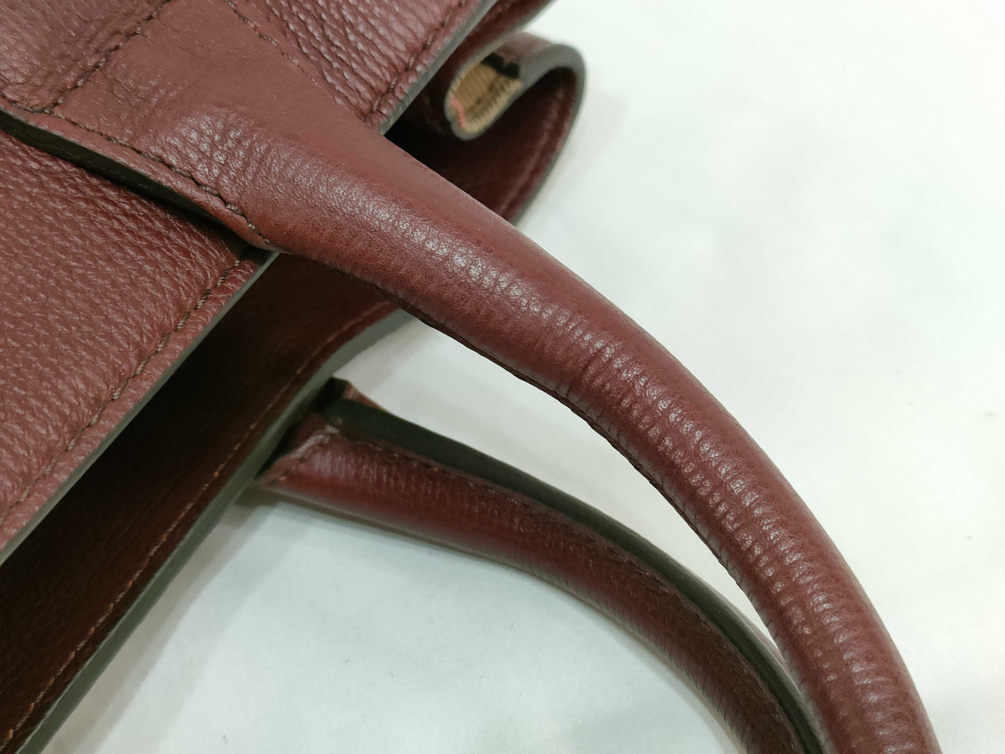BURBERRY SG - Burberry Medium banners Leather Handbag Dark Red Handbag