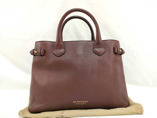 BURBERRY SG - Burberry Medium banners Leather Handbag Dark Red Handbag