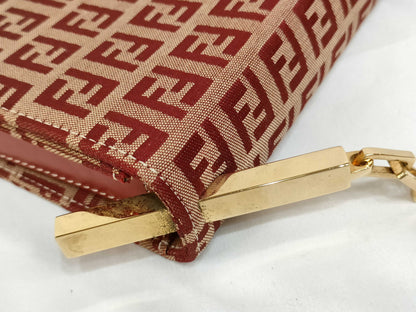FENDI Zucca Print HK-Fendi Zuccino FF Red Shoulder Bag Handbag