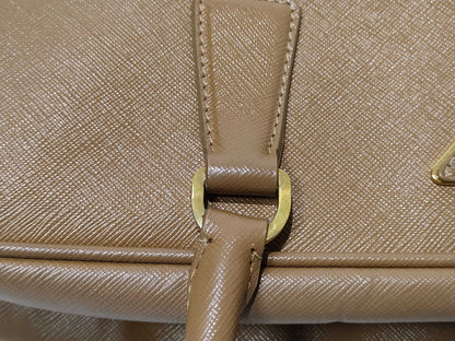 PRADA ID-Prada Saffiano Galeria Leather 2 Way Handbag Brown w/o strap Handbag