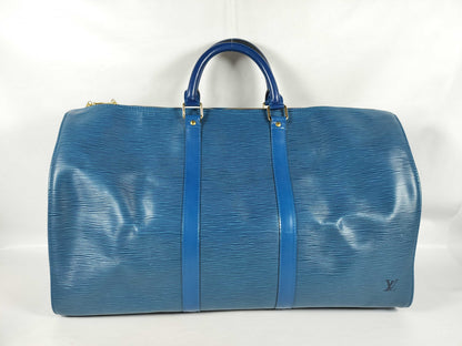 LOUIS VUITTON SG-Louis Vuitton Epi Keepall 50 M42965 VI0965 Blue Boston Bag
