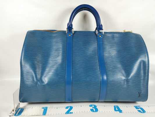 LOUIS VUITTON SG-Louis Vuitton Epi Keepall 50 M42965 VI0965 Blue Boston Bag