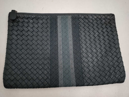 BOTTEGA VENETA Intrecciato Leather Clutch bag Navy blue Pouch