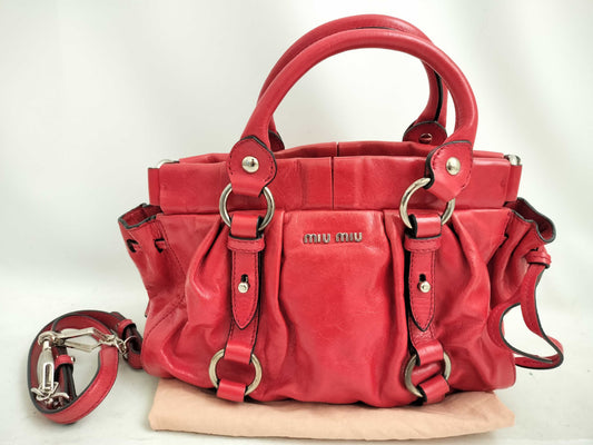 miu miu SG-Miu Miu Leather Shoulder Bag Red handbag