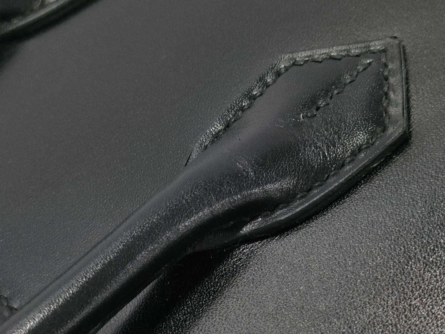 HERMES Birkin Serie 25 Box Calf U-stamped Black Handbag