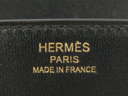 HERMES Birkin Serie 25 Box Calf U-stamped Black Handbag