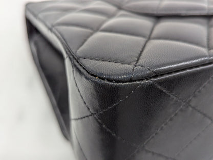 CHANEL Lambskin W Flap 25 Black 20th Series Shoulder Bag
