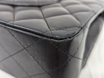 CHANEL Lambskin W Flap 25 Black 20th Series Shoulder Bag