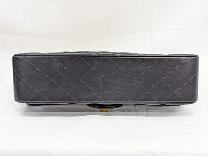 CHANEL Lambskin W Flap 25 Black 20th Series Shoulder Bag