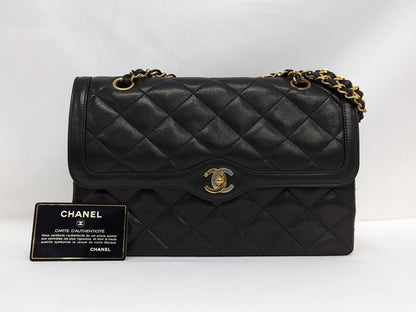 CHANEL Lambskin Matlasse Paris Exclusive W Flap Shoulder Bag
