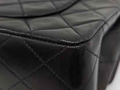 CHANEL Lambskin W Flap 23 Black Shoulder Bag