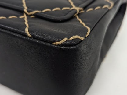 CHANEL Wild Stitch Chain Shoulder Black Shoulder Bag