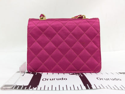 CHANEL Satin Mini Mini Matrasse Pink Shoulder Bag