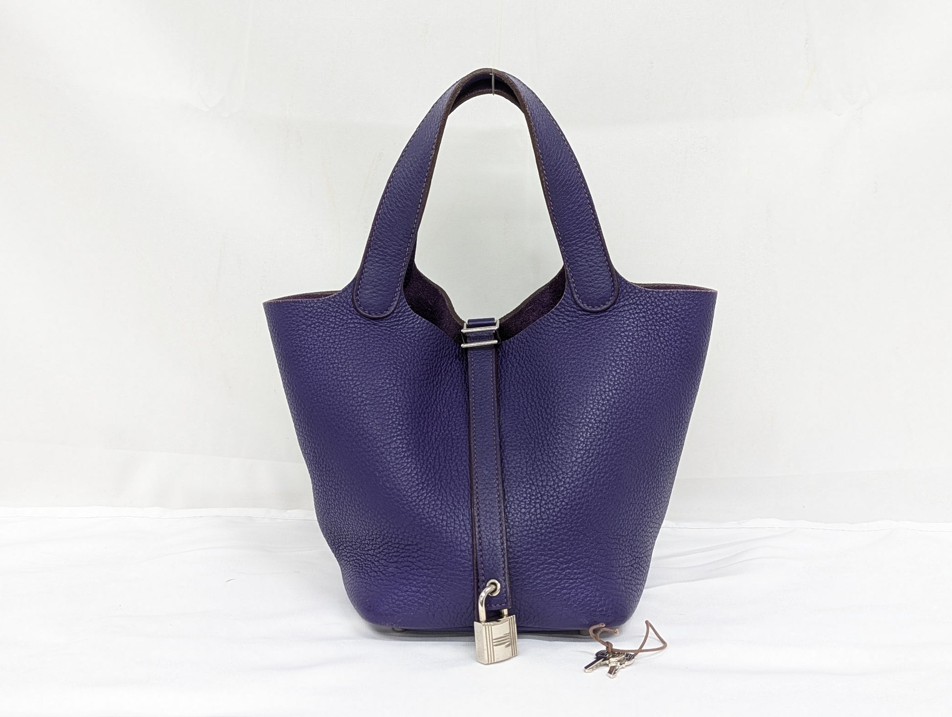 HERMES Picotan Lock PM Tryon Clemence Purple Silver Hardware □O Bag