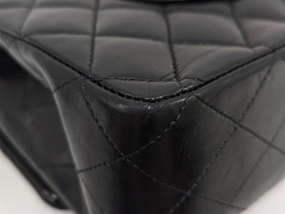 CHANEL Lambskin W Flap Shoulder Bag