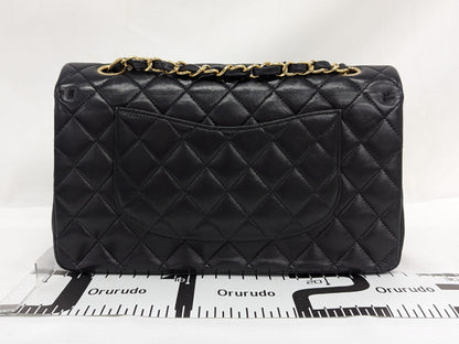 CHANEL Lambskin W Flap Shoulder Bag