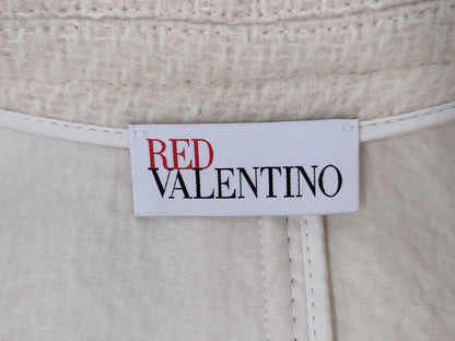 VALENTINO Gold Button Double-Breasted Long Coat, Beige, Women's, Size 40
