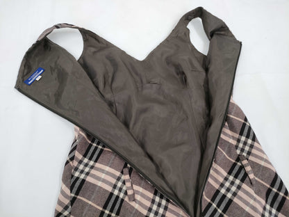 BURBERRY Blue Label Mini Dress, Ruffle Check, Pink, Wool, Size 36, BURBERRY BLUE LABEL Dress