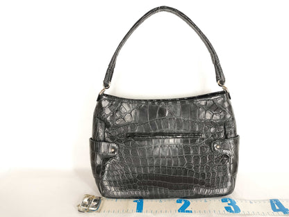 JRA Woven Tag Center Removal Crocodile Real Crocodile Crocodile Leather One Shoulder Bag Handbag Leather Black Black Shoulder Bag