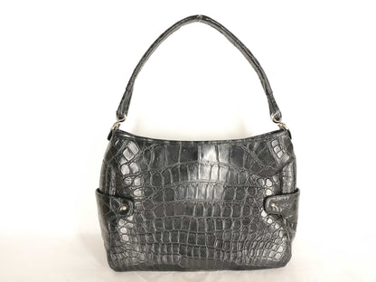 JRA Woven Tag Center Removal Crocodile Real Crocodile Crocodile Leather One Shoulder Bag Handbag Leather Black Black Shoulder Bag