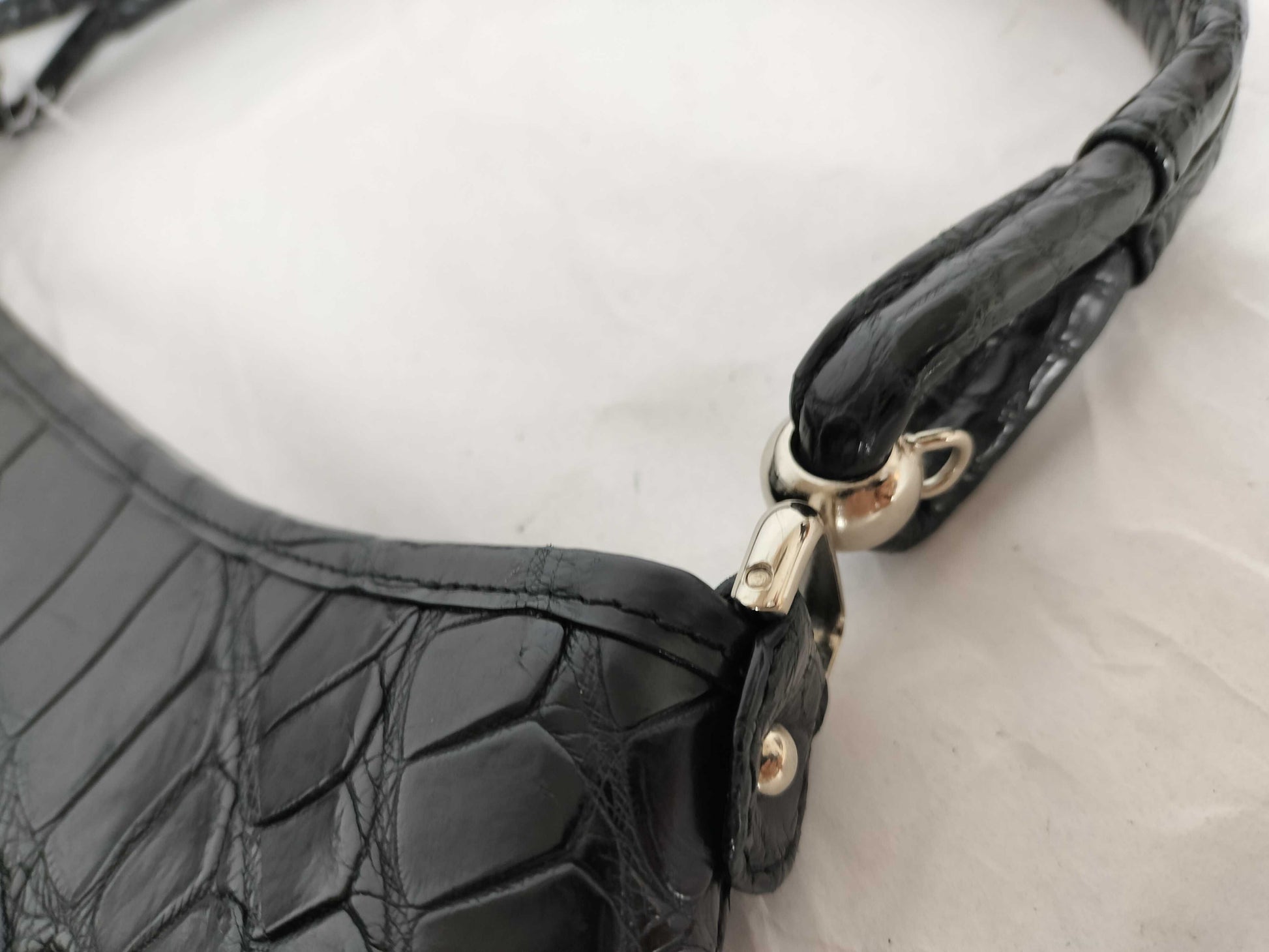 JRA Woven Tag Center Removal Crocodile Real Crocodile Crocodile Leather One Shoulder Bag Handbag Leather Black Black Shoulder Bag