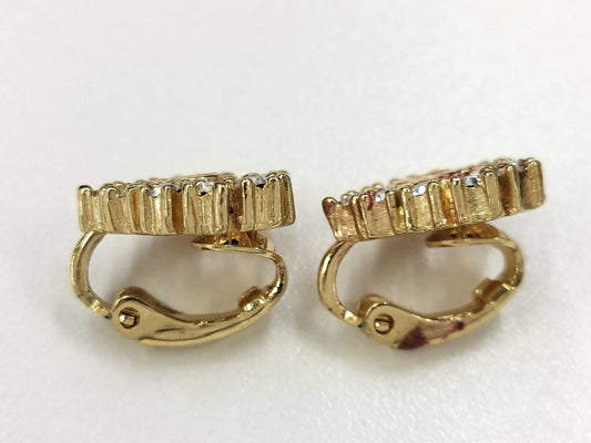 Dior Christian Dior Heart Rhinestone Earrings with CD Logo