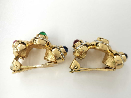 Dior Christian Dior Earrings with Colored Stones and Rhinestones