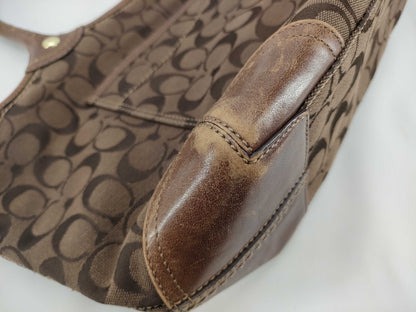COACH Signature Coach Shoulder Bag Signature 3-Point Summary Brown Beige Shoulder Bag