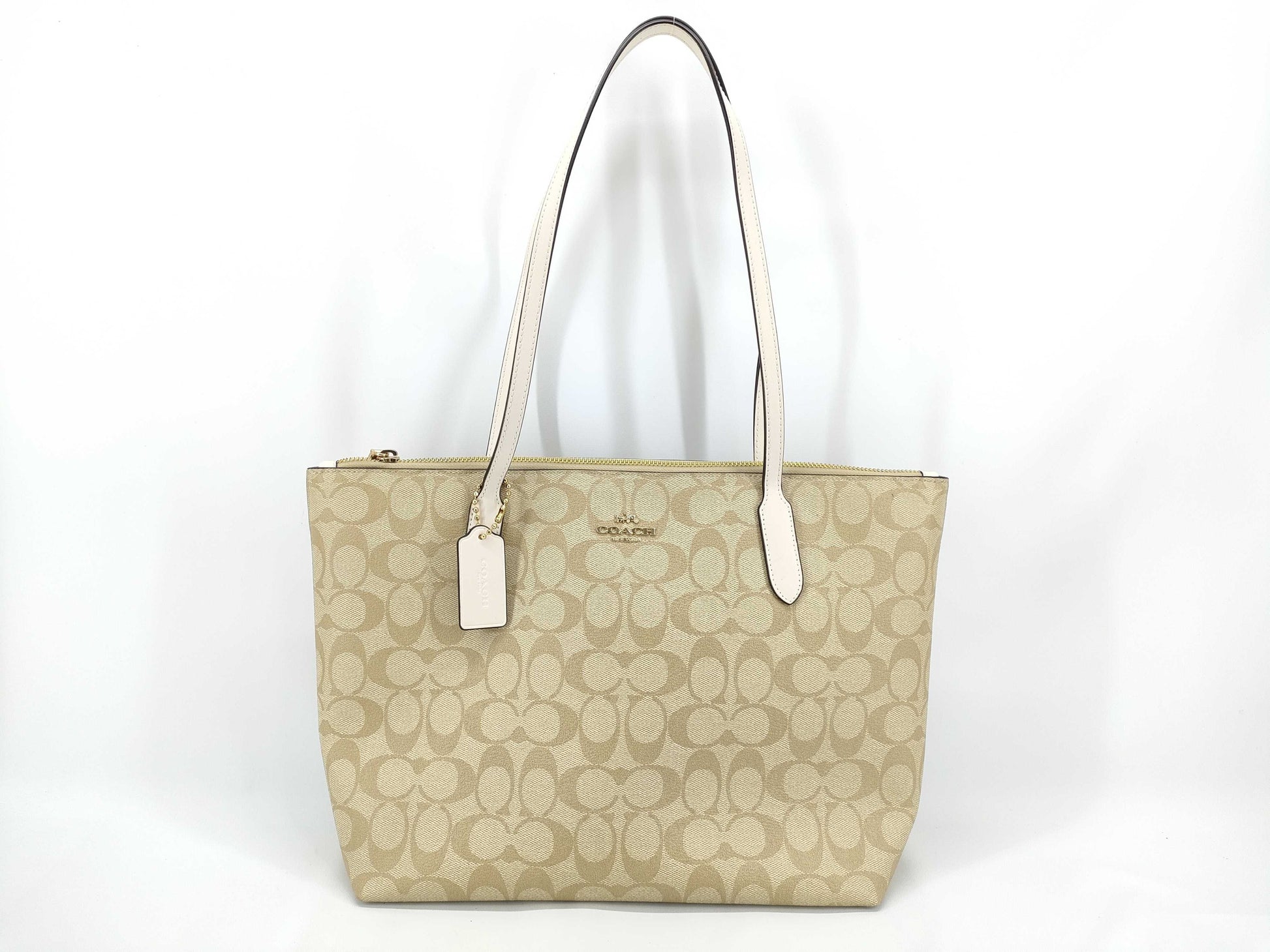 COACH Signature Coach Shoulder Bag Signature Beige Tote Bag